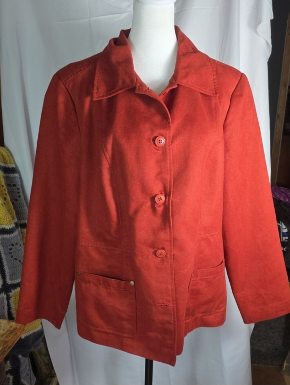 Koret Rust Orange Button-Front Blazer Jacket - Picture 8 of 8